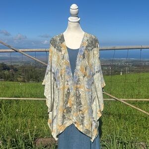 Chicos Boho Beach Brown Green Blue Kimono Top  L / Xl